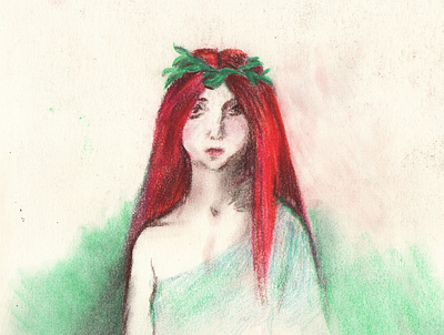 Character design of Eurydice drawing illustration pastels pencil