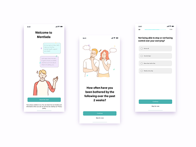 Mentlada - Mental health application - Questionnaire UI app mental health ui ux