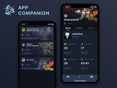 Battle.net app companion app app design battle.net blizzard flat game games interface interfaces mobile mobile ui prototype redesign ui ux