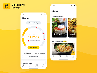 Redesign of Go Fasting app app app design before after clean color system design system fasting interface intermittent fasting ios minimal mobile progress redesign ui ux