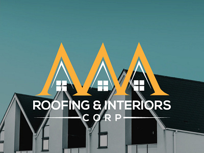 AAA ROOFING INTERIORS branding design flat home house illustration illustrator logo minimal real estate typography vector
