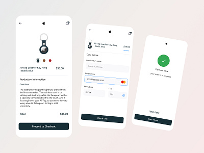 Apple Airtag Product and Check Out Page - #dailyui02 apple design flat minimal mobile product ui