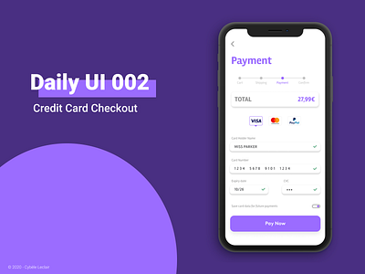 Daily UI 002 - Credit Card Checkout application credit card credit card checkout credit card payment dailyui dailyui 002 dailyuichallenge design interface payment ui ui design ui design challenge ux ux design