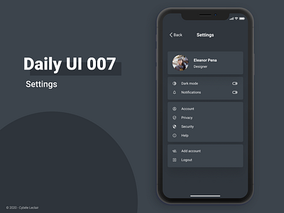 Daily UI 007 app application daily ui dailyui design interface settings settings page settings ui ui ui design