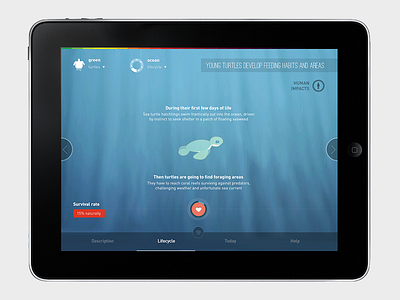 Sea Turtles Need Your Help - WWF app concept design flat graphics information interaction interface ipad minimalist ui wwf