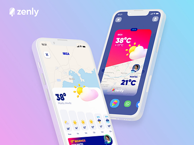 Weather Lens — Zenly x The Design Crew Studio 3d app colorful gradients icons illustration interaction interface map meteo mobile modern product product design prototype snapchat social ui weather zenly