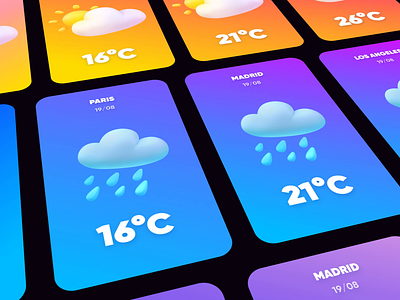 Weather Lens — Zenly x The Design Crew 3d app colorful gradients icons illustrations interaction interface map meteo mobile modern product product design prototype snapchat social ui weather zenly