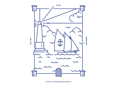 Scouts Marins de Bordeaux ai blue bordeaux branding france illustrator marin poster scout strokes wip