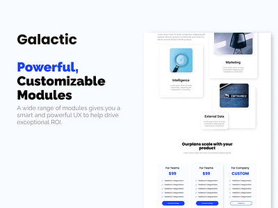 Galactic Theme - Powerful Modules cta custom customize figma gallery icon icons modules pricing web