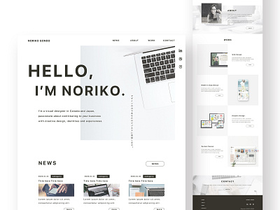 Hello I'm Noriko apple design graphic graphicdesign japan mac macbook portfolio simple ui ux web web design webdesign webdesigner website white