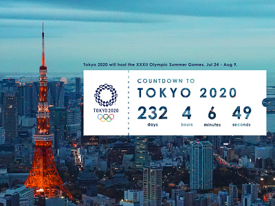 Countdown Timer countdown countdown timer countdowntimer dailyui graphic graphicdesign japan olympic tokyo tokyo tower tokyo2020 tokyotower web webdesign webdesigner website