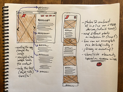 Wireframes and UI notes for case study page ui ux wireframe