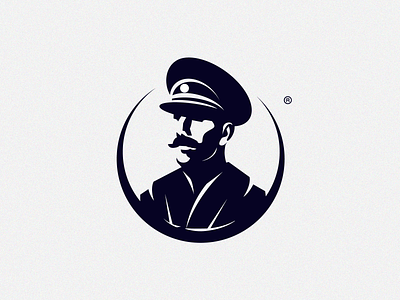 Captain army boss brand cap captain chef concept face forsale hat logo moustach sea vector