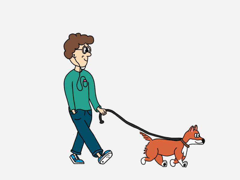 Corgif animated gif animation 2d character animation corgi dog dog walker dog walking doggo doggy frame by frame framebyframe loop animation walk cycle