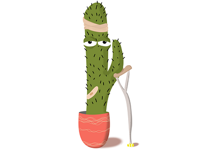 Injured Cactus band aid bandaid cactus illustration nature plant pot