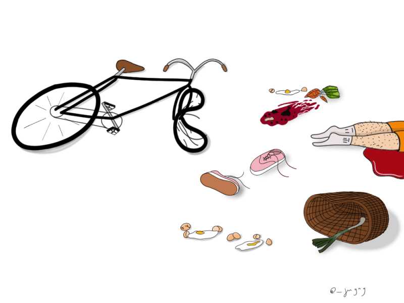 Deadly groceries animated gif animation 2d basket bicycle bike eggs groceries hairy legs legs loop animation socks velo wheel wine