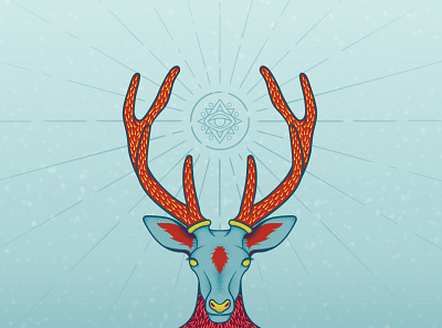 Deer Sun illustration sureal vector vector illustration