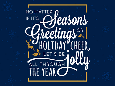 Let's be Jolly typography poster design blue