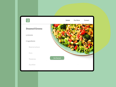 Steamed Greens 2020 adobe adobe xd adobexd app cook cooking cooking app food food app green greens ipad salad ui ui design user interface