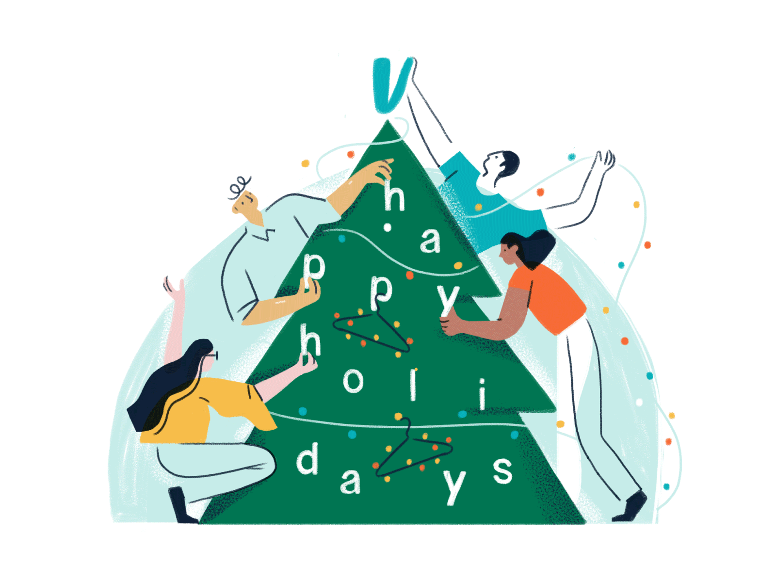 happy holidays to copywriters! animated gif animation character christmas christmas tree drawing holidays illustration oi! sketch