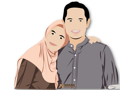 Icha dan Dude couplemuslim illustration illustrator muslimah woman woman illustration