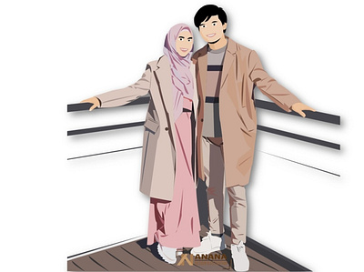 Annisa dan Anandito couple couplegoals couplemuslim illustration illustrator muslimah