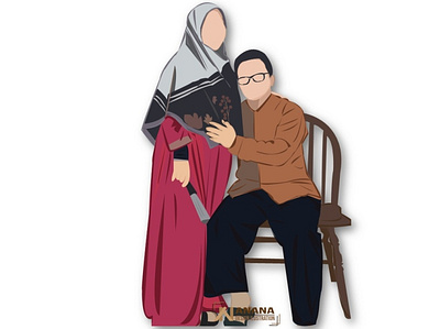 Couple Syari couple couple illustration couplegoals couplemuslim eyeglasses illustration illustrator muslimah vector