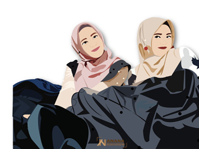 Sisterlillah couple design flat icon illustration illustrator muslimah vector woman woman illustration