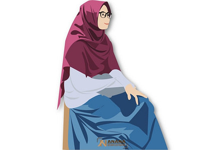 Muslim Woman sitdown anana design designer icon illustration muslimah vector woman woman illustration