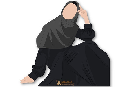 Woman in black black human muslimah people woman woman illustration woman portrait