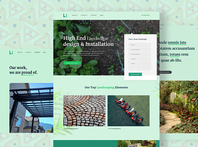 Landscaping website UI adobe photoshop landing page