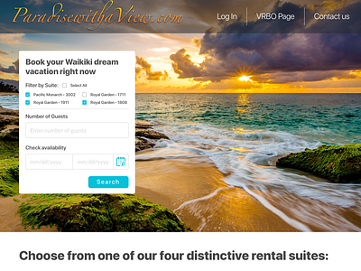 Paradise with a View site re-design - shot 1