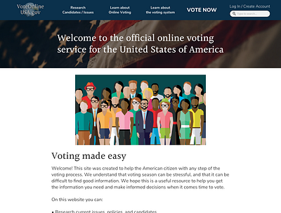 Online Voting Website for Millenials - Homepage concept design prototype ui user userexperience userinterface ux web design website