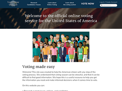 Online Voting Website for Millenials - Homepage