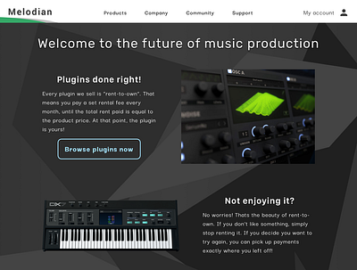 Melodian - Virtual Instrument Website concept design experience prototype ui user userinterface ux web design website