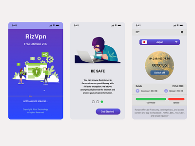 Vpn app design ui ux