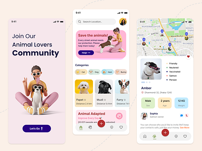 Pet Adoption App | Pet Community adopt app animal app app design mobile app new app pet adopt app pet adoption pet animal pet app pet community popular app tranding app typography ui ui design ux ux design