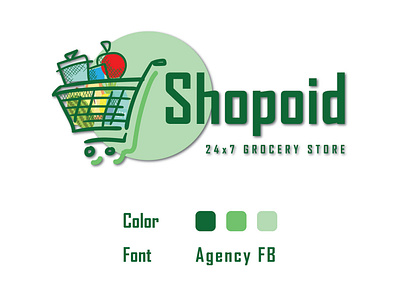 Shopoid - Online Grocery branding design icon logo