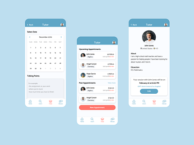 Tutoring App appointment calendar mobile scheduling tutor ui ux