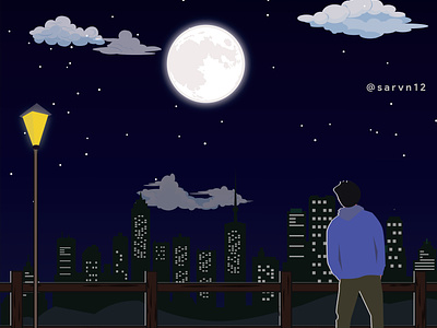 Loneliness alone artwork highonlife illustragram lonely moonlight nightscape nightsky vector illustration vectorart