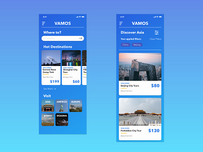 Vamos - Travel App Concept adventure concept design travel travel app uidesign uiux uiuxdesign