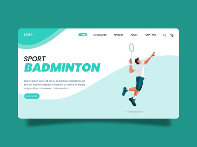 Landing Page - A man performs a smash in badminton app badminton branding concept design flat graphic design illustration landing page olympics sport