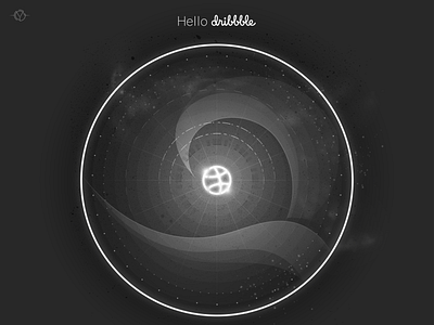 Hello Dribble art artwork black and white branding dark design glow glowing illustration logo sticker vector