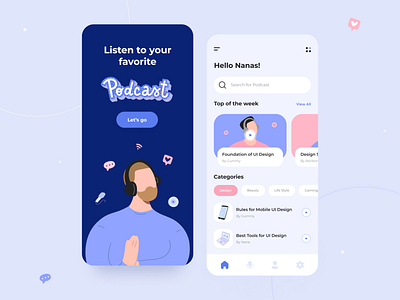 Podcast Mobile App design illustration mobile app mobile app design mobile design mobile ui ui uidesign