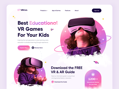 Educational VR Games Website Concept design landingpage ui uidesign vrgames vrwebsite website websitedesign