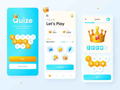 Quize Game Mobile App design game ui mobile app mobile app design mobile design mobile ui quiz game ui uidesign