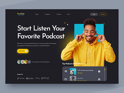 PopsCast | Podcast Hero Section design podcast ui uidesign webdesign