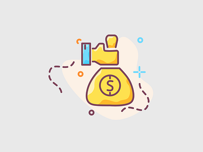 Money bag in hand - illustration - savings icon concept cash support found founder illustration inventory inventory management invest investing investment investments investor investors money support saving start up start up startup startups support