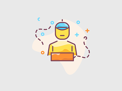 IT Technology man - illustrated icon concept computer design flat icons icon design illustration innovation it laptop mobile roicons start up startup technology work worker working