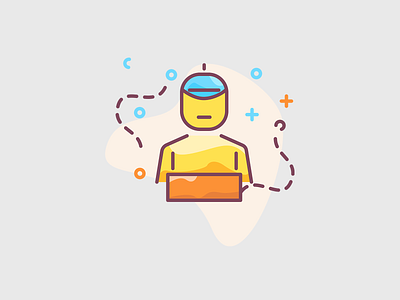 IT Technology man - illustrated icon concept